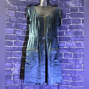 Phoebe Couture Royal Blue Dress with Gold Accents